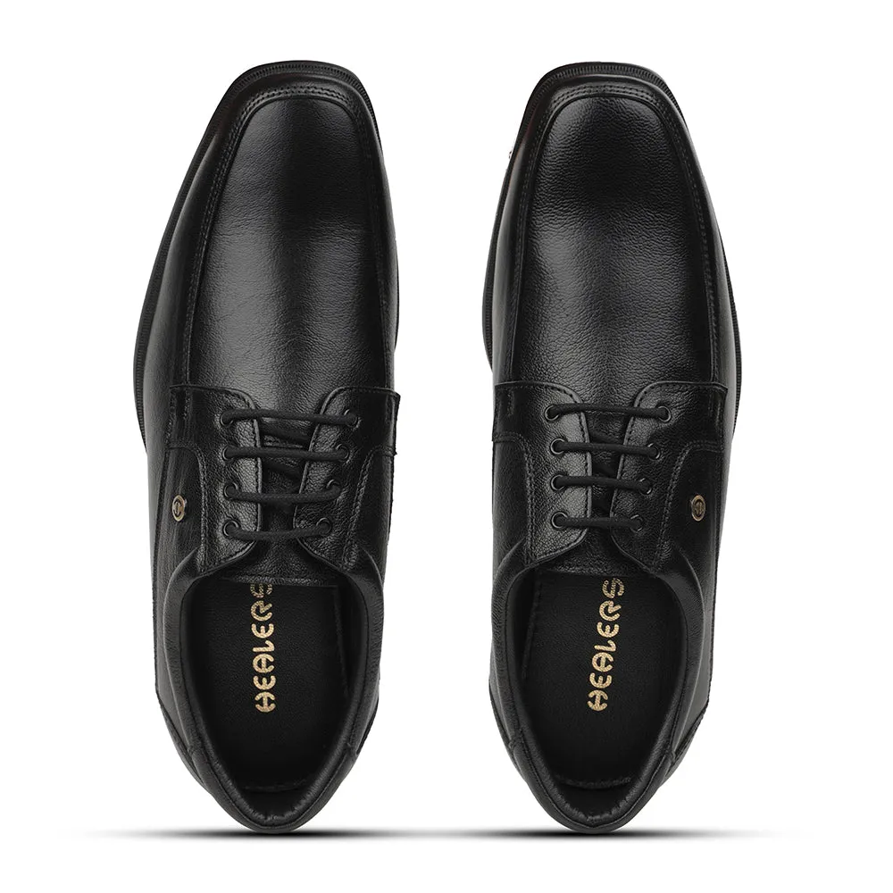Healers Black Formal Lacing Derby Shoes For Men UDL-9 By Liberty