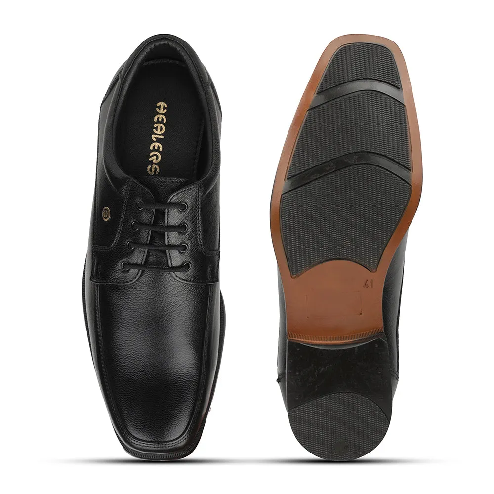 Healers Black Formal Lacing Derby Shoes For Men UDL-9 By Liberty