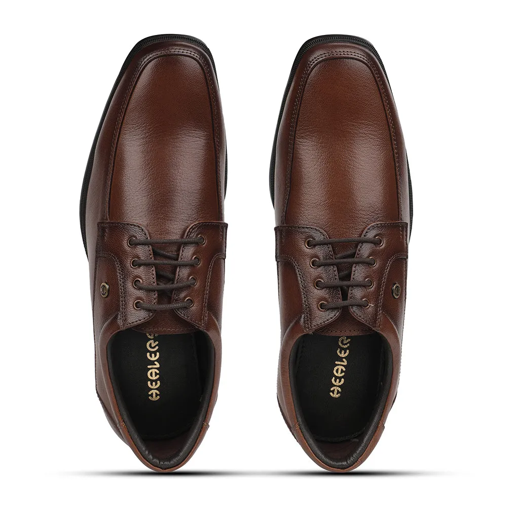 Healers Brown Formal Lacing Derby Shoes For Men UDL-9 By Liberty