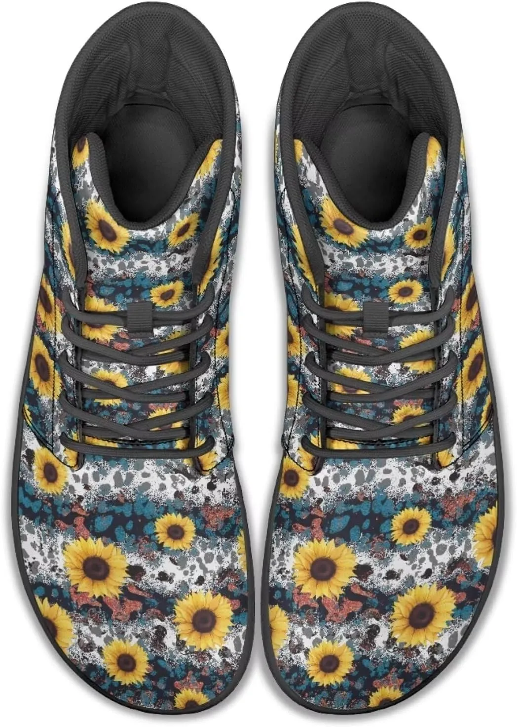 High Top Flower Pattern Zero-Drop Barefoot Shoes for Men Women Lightweight Minimalist Shoes for Running and Hiking Activities