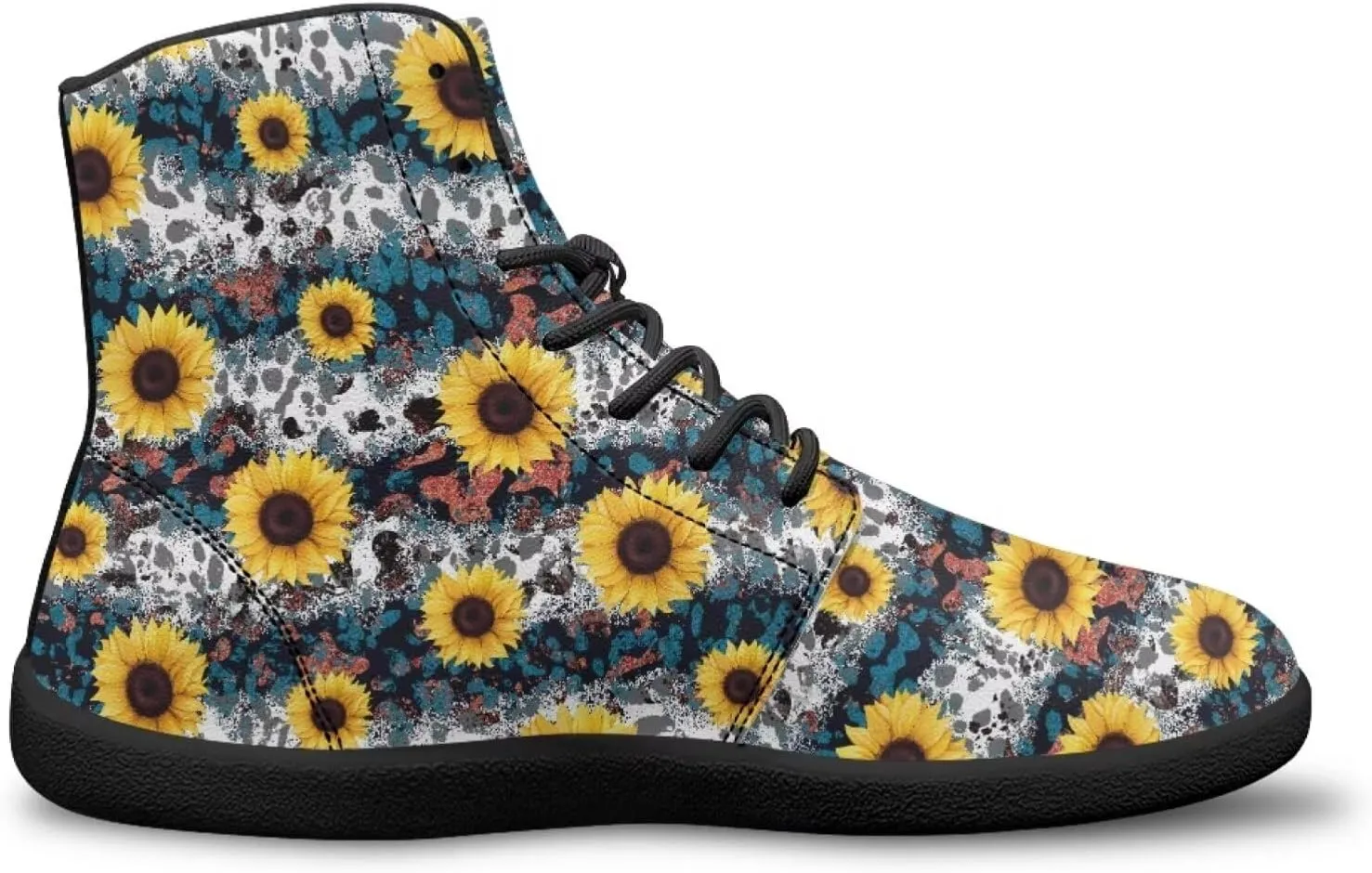 High Top Flower Pattern Zero-Drop Barefoot Shoes for Men Women Lightweight Minimalist Shoes for Running and Hiking Activities