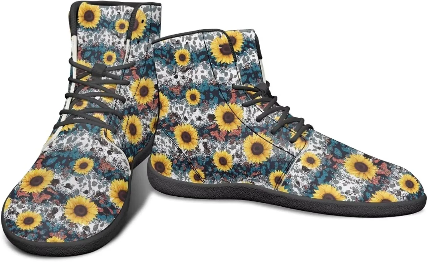 High Top Flower Pattern Zero-Drop Barefoot Shoes for Men Women Lightweight Minimalist Shoes for Running and Hiking Activities