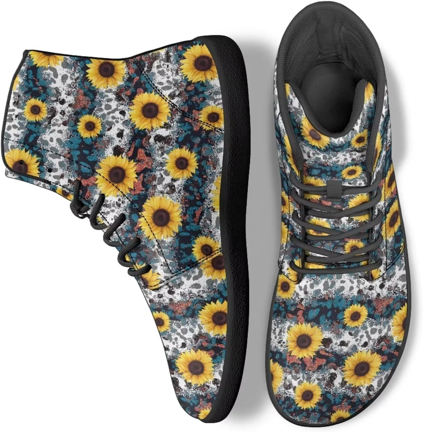High Top Flower Pattern Zero-Drop Barefoot Shoes for Men Women Lightweight Minimalist Shoes for Running and Hiking Activities