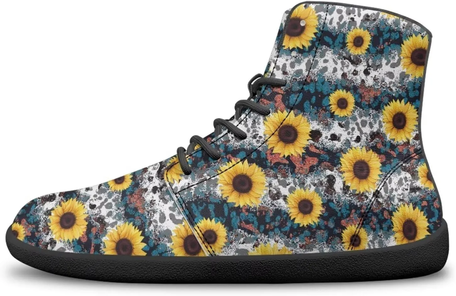 High Top Flower Pattern Zero-Drop Barefoot Shoes for Men Women Lightweight Minimalist Shoes for Running and Hiking Activities