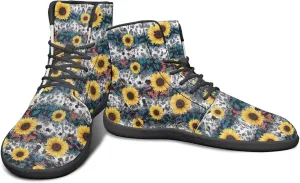 High Top Flower Pattern Zero-Drop Barefoot Shoes for Men Women Lightweight Minimalist Shoes for Running and Hiking Activities