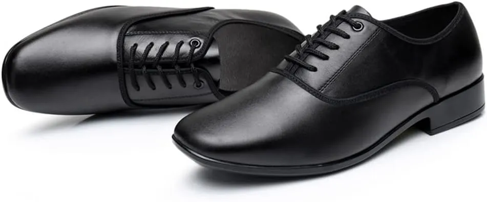 HIPPOSEUS Men's Ballroom Dance Shoes Leather Latin Tango Low Heel 1" Social Dance Shoes