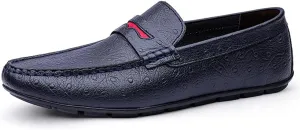 HOOENG Driving Moccasins Smoking Loafer for Men Simple Driving Loafers Penny Loafers Leather Flat Heel Flexible Resistant Lightweight Anti-Slip Driving (Color : Blue, Size : 9)