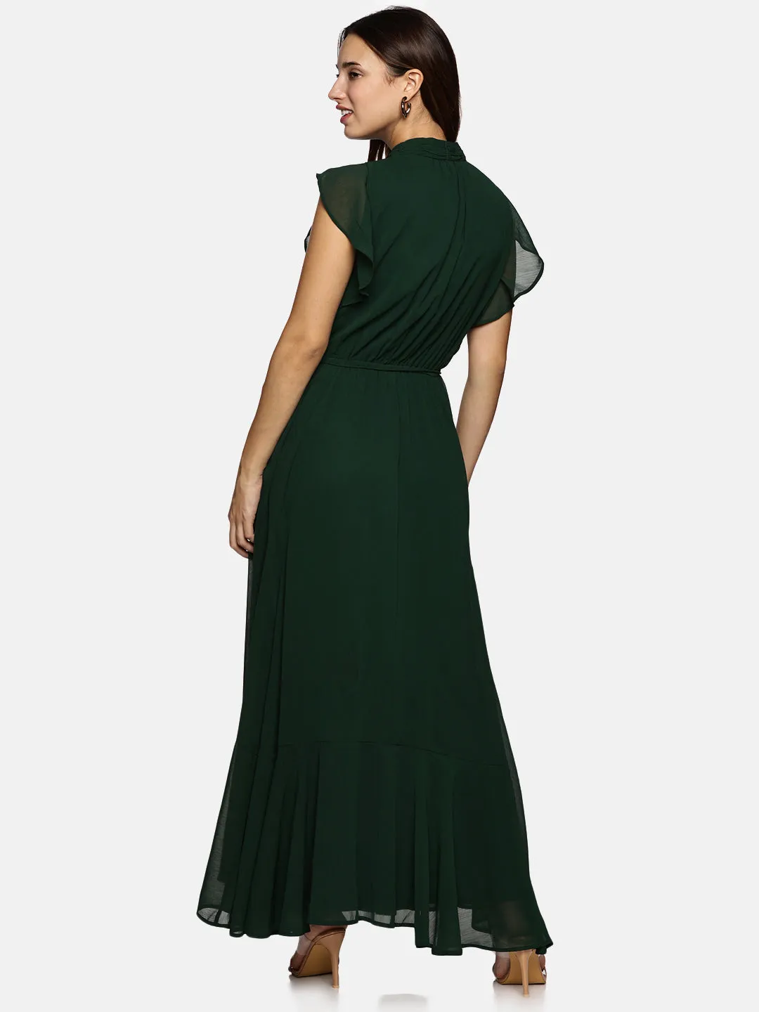 IS.U Floral Green Frilled Dress