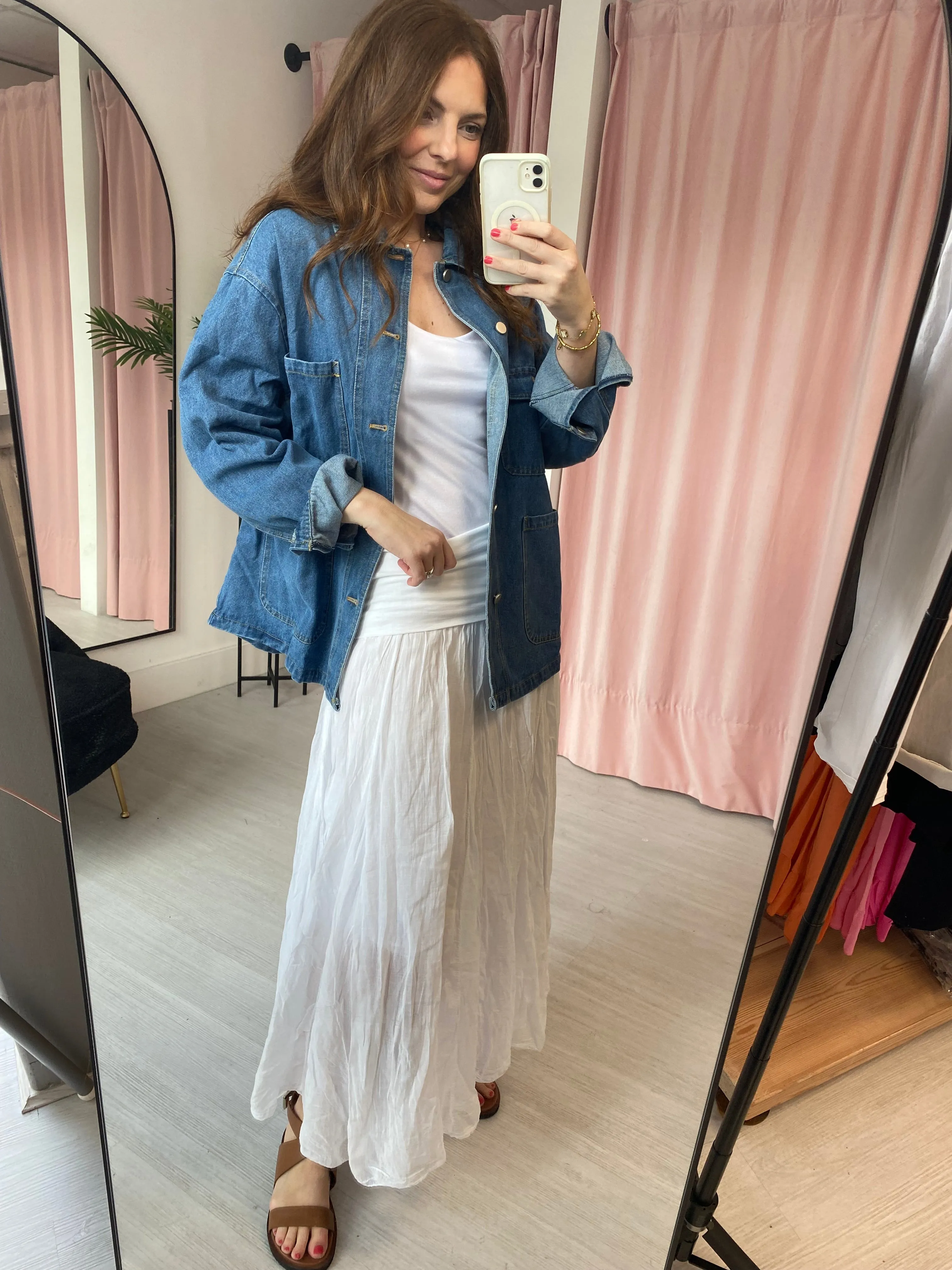 Jersey Waist Cotton Skirt - White
