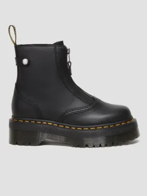 Jetta Zipped Black Sendal Leather Platform Boots