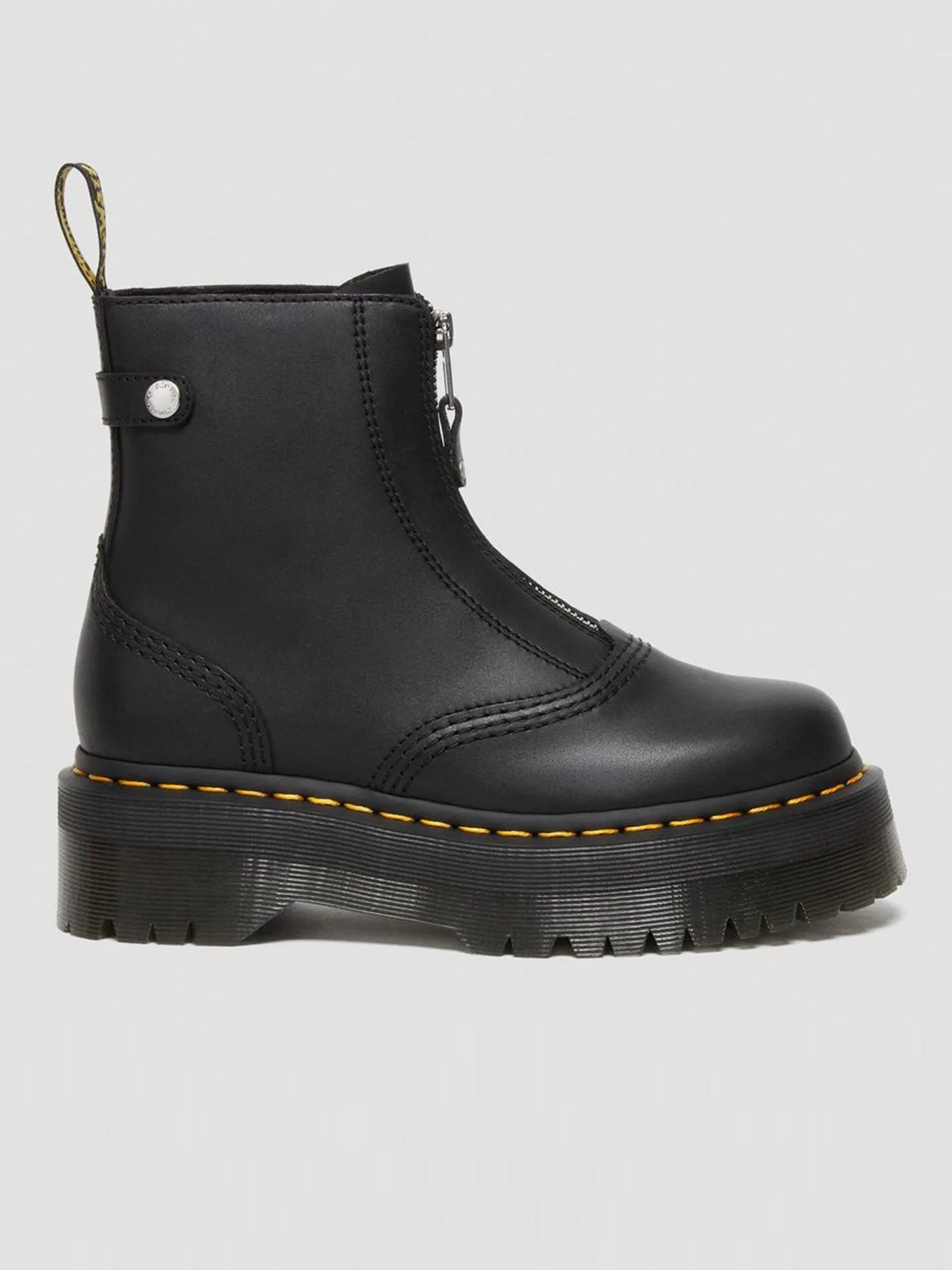 Jetta Zipped Black Sendal Leather Platform Boots