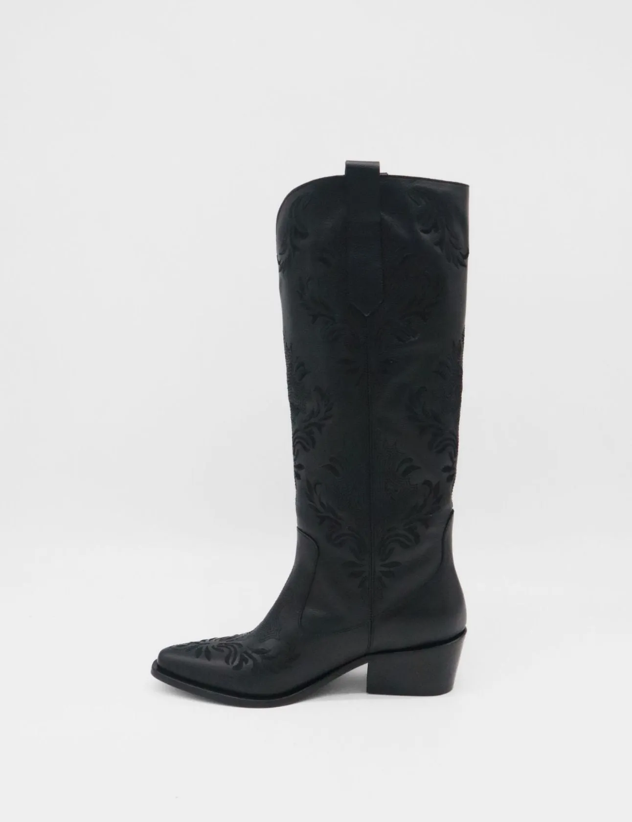 Jolene western cowboy boots in black leather women's shoes