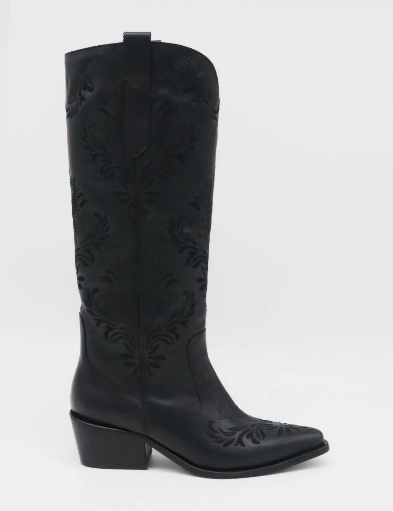 Jolene western cowboy boots in black leather women's shoes