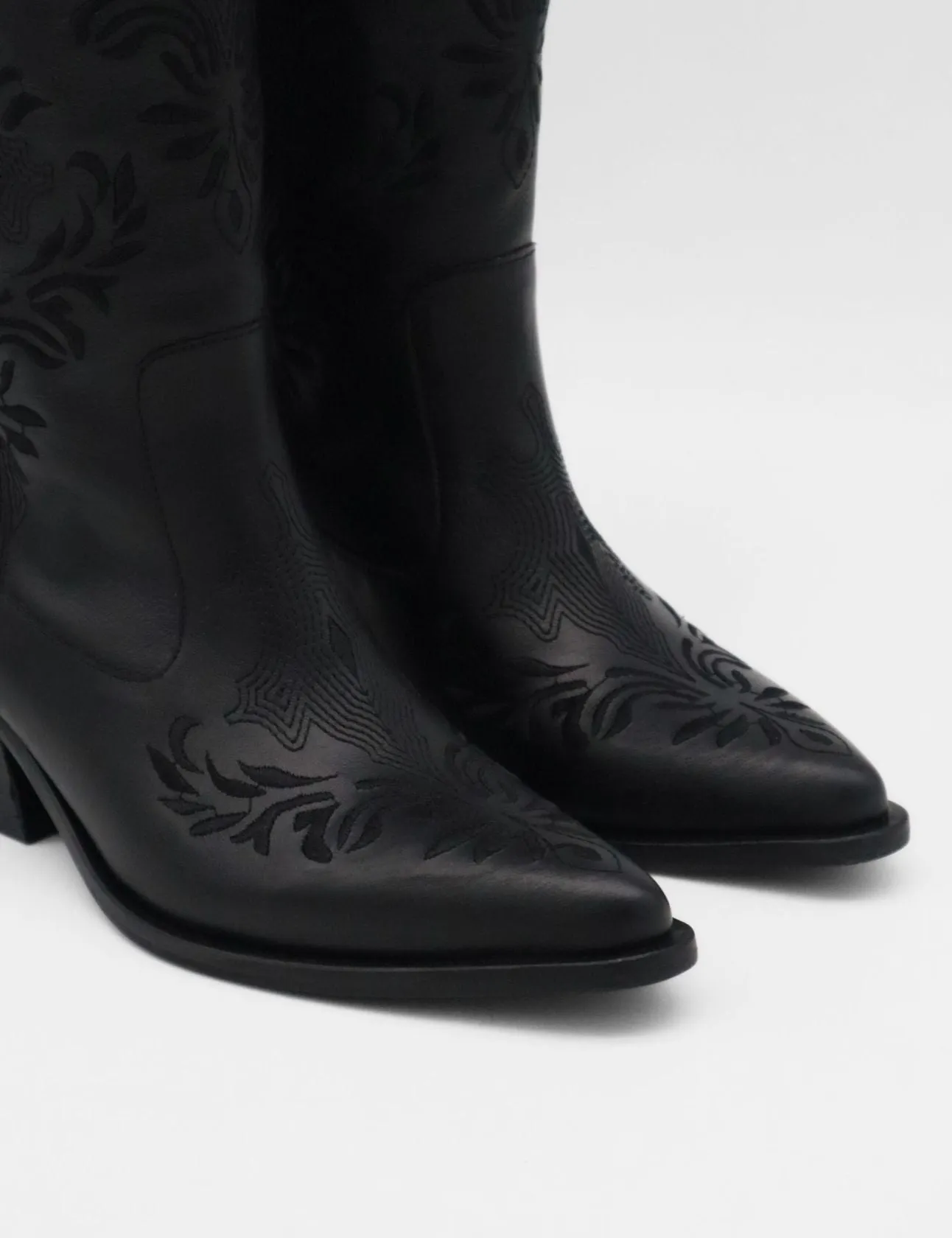 Jolene western cowboy boots in black leather women's shoes