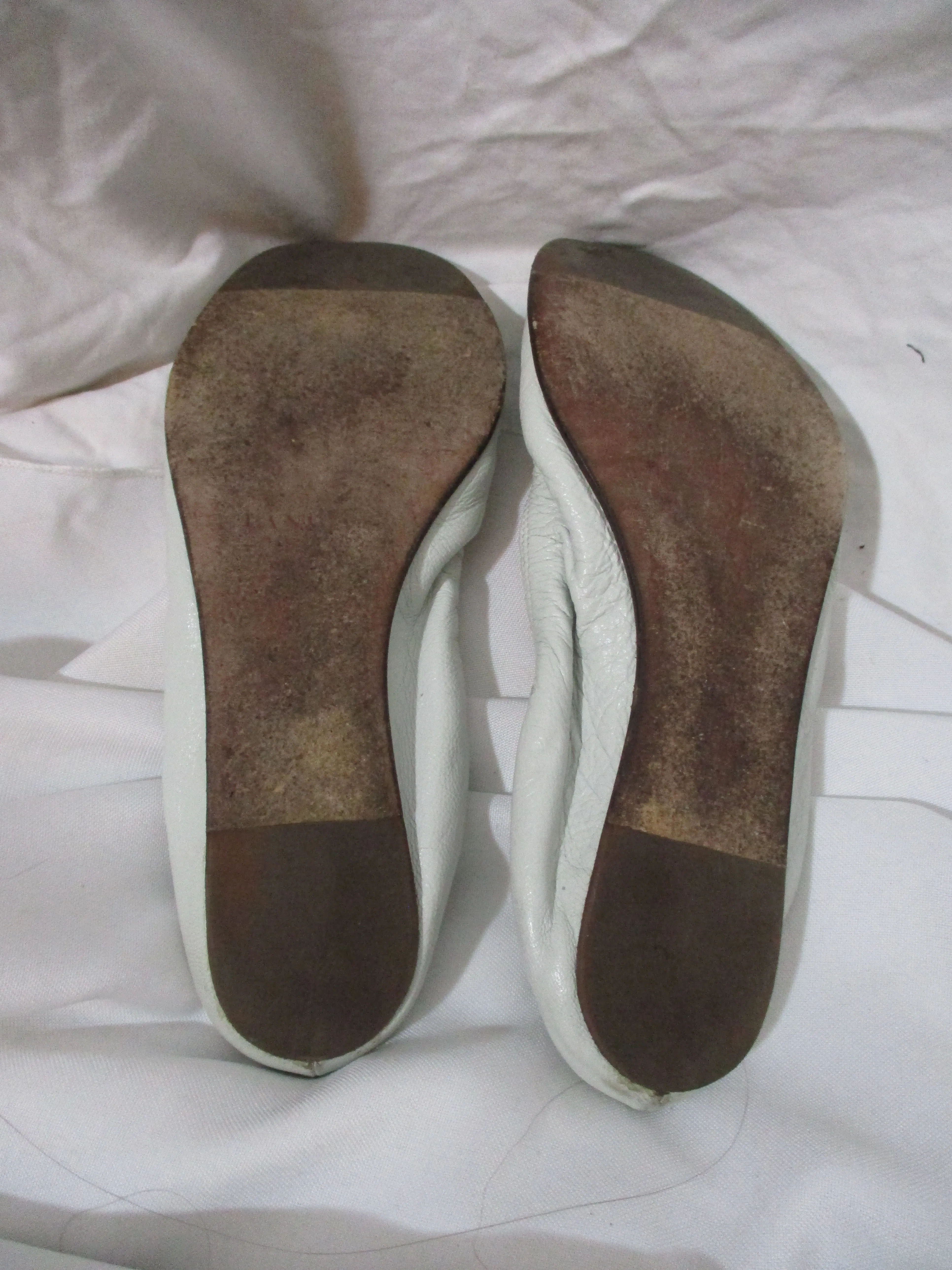 LANVIN  Leather Classic Ballet Flat Shoe 36.5 Slipper WHITE