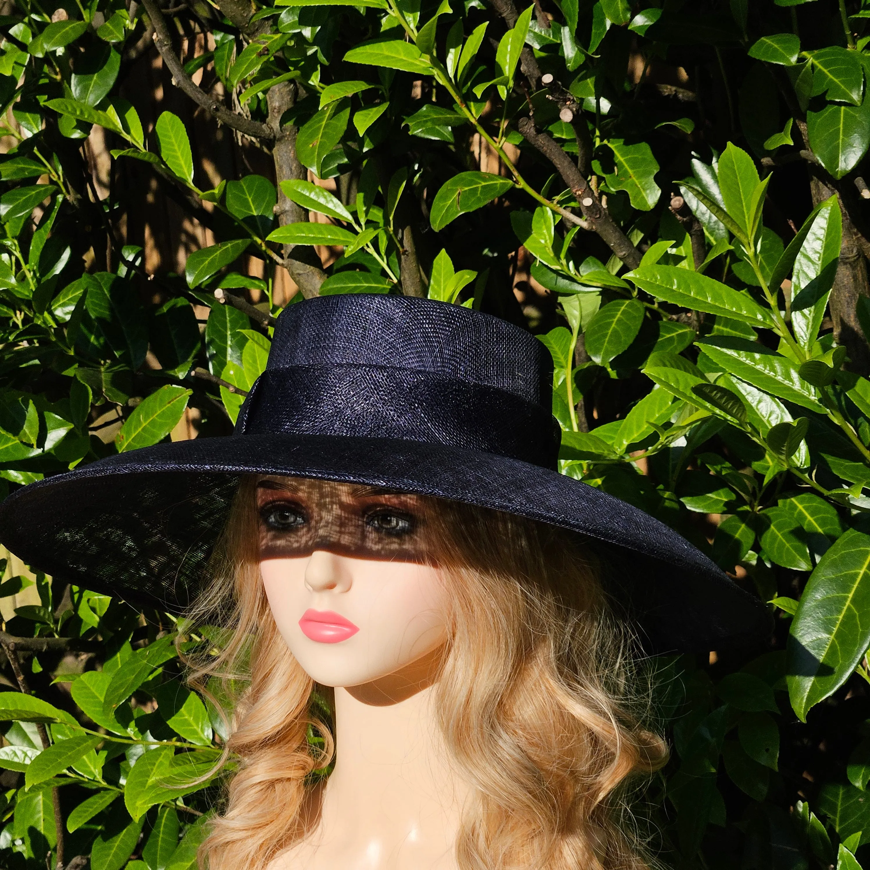 Large Black Hat with a Wide Brim - Ladies Occasion Hats - Racing Hats for Women - Black Church Hat