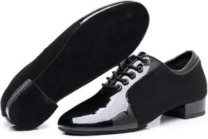 Latin Dance Shoes Man Modern Dance Shoes 2.5cm Heels Male Oxford Fabric Latin Shoes Breathable Soft Social Ballroom Dance Footwear