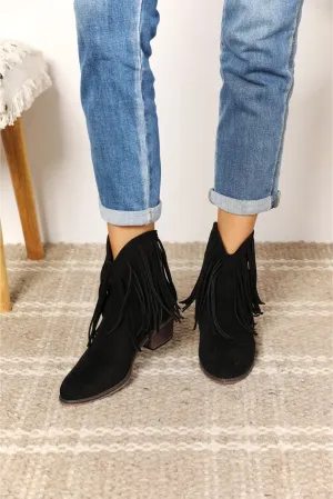 Legend Black Fringe Cowboy Western Ankle Boots