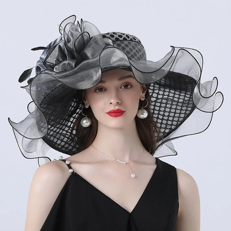 Luxy Moon Women Derby Flower Wide Brim Hats for Tea Party