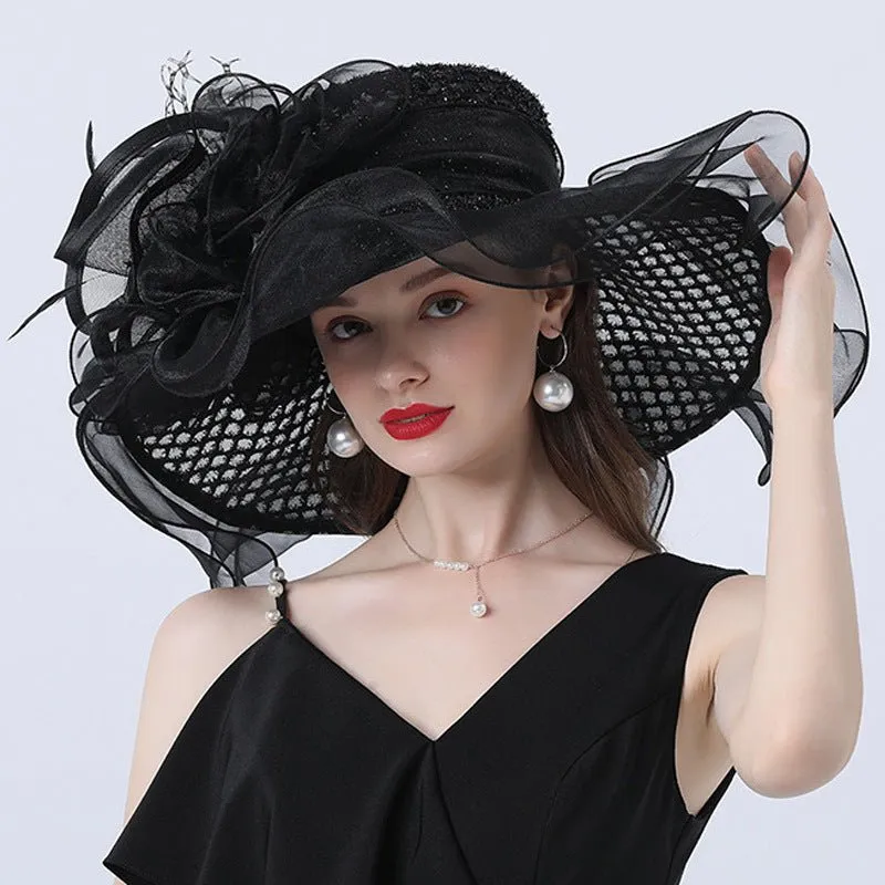 Luxy Moon Women Derby Flower Wide Brim Hats for Tea Party