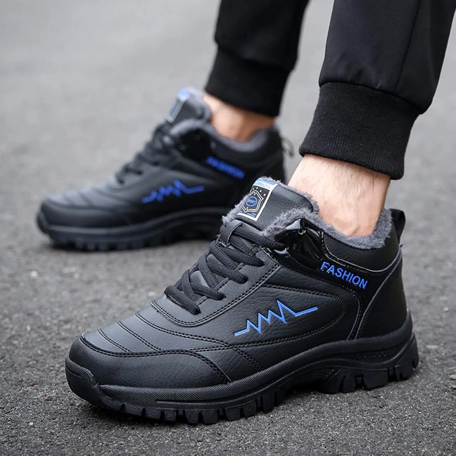 Men Work Boots Composite Toe Hiking Sneakers Women's Slip On Warm Womens Working Shoes Non Steel Toe Waterproof Platform Shoes Work Hike Grounded Footwear