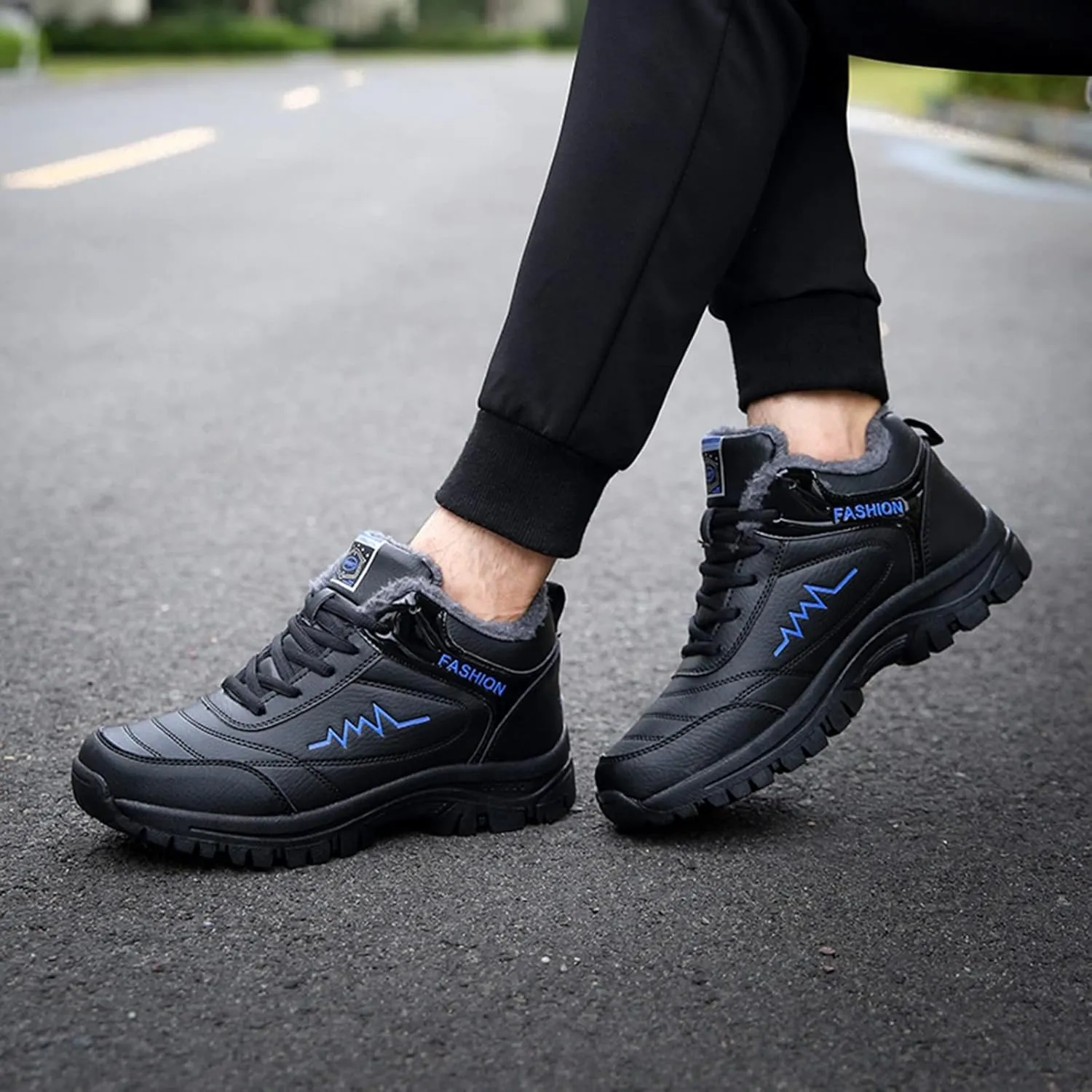 Men Work Boots Composite Toe Hiking Sneakers Women's Slip On Warm Womens Working Shoes Non Steel Toe Waterproof Platform Shoes Work Hike Grounded Footwear