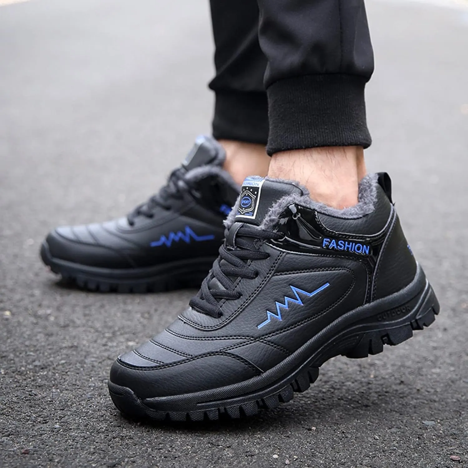 Men Work Boots Composite Toe Hiking Sneakers Women's Slip On Warm Womens Working Shoes Non Steel Toe Waterproof Platform Shoes Work Hike Grounded Footwear