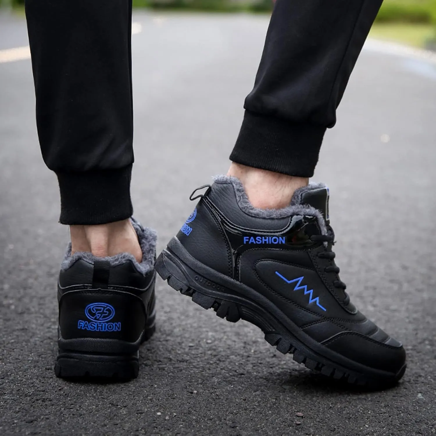 Men Work Boots Composite Toe Hiking Sneakers Women's Slip On Warm Womens Working Shoes Non Steel Toe Waterproof Platform Shoes Work Hike Grounded Footwear