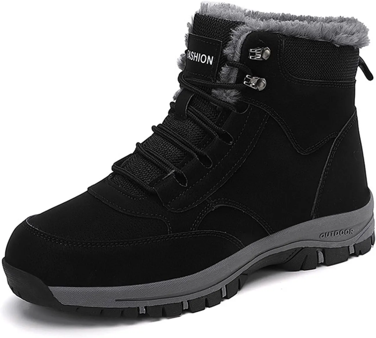 Men Work Boots Soft Toe Hiking Sneakers with Warm Fur Lining Womens Workout Shoes Slip Resistant Waterproof Outdoor Work Botas Lightweight Hike Grounded Footwear