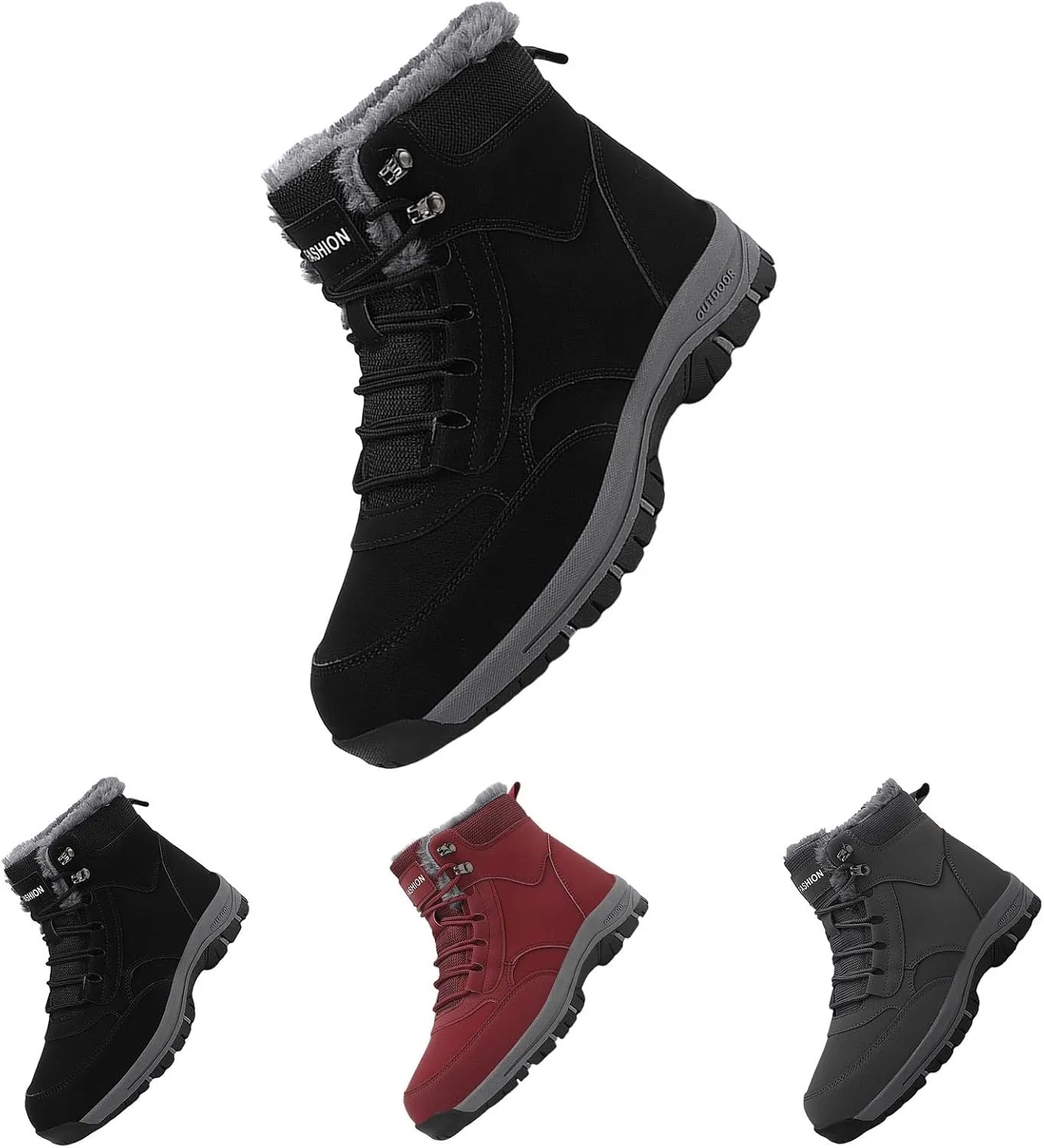 Men Work Boots Soft Toe Hiking Sneakers with Warm Fur Lining Womens Workout Shoes Slip Resistant Waterproof Outdoor Work Botas Lightweight Hike Grounded Footwear
