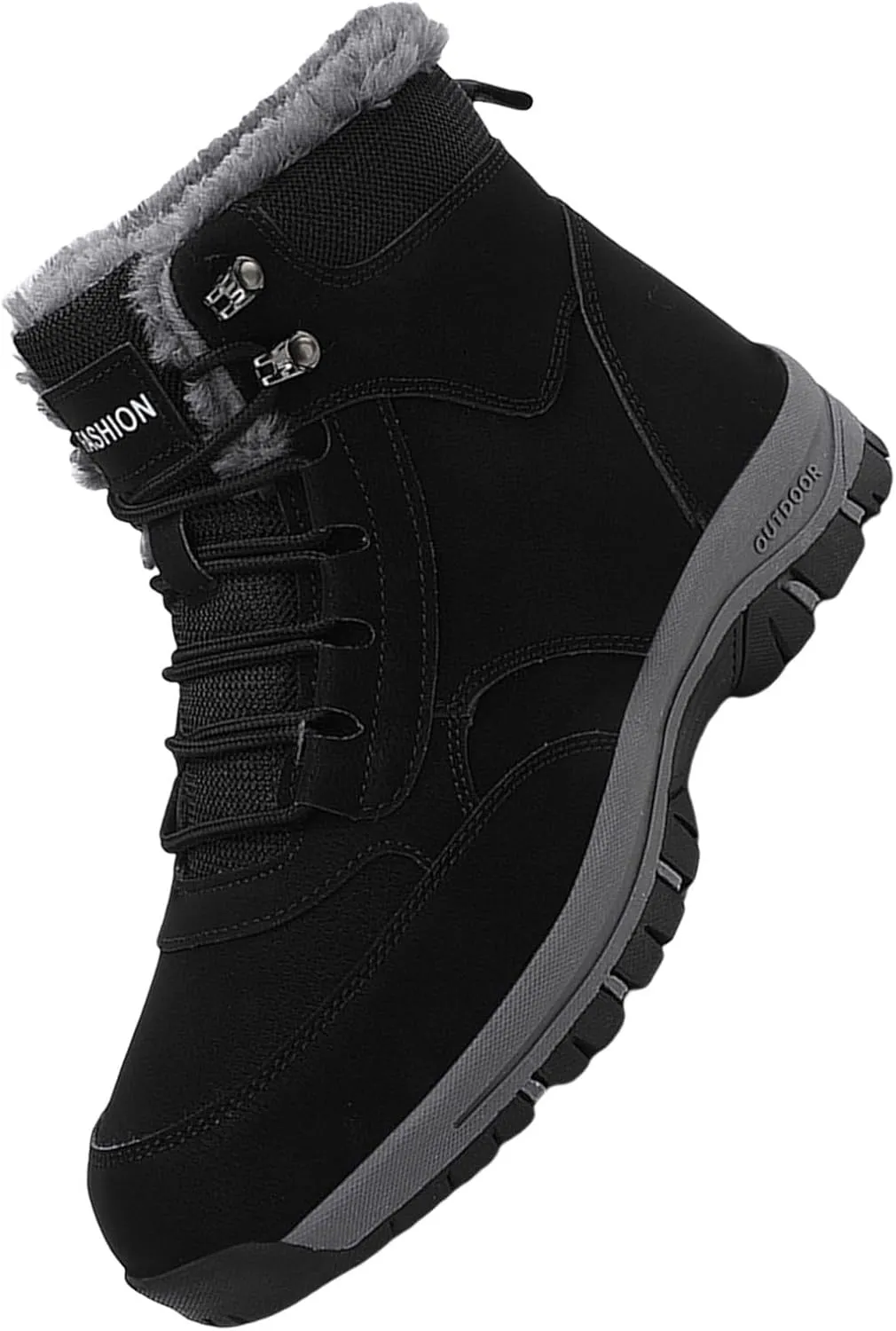 Men Work Boots Soft Toe Hiking Sneakers with Warm Fur Lining Womens Workout Shoes Slip Resistant Waterproof Outdoor Work Botas Lightweight Hike Grounded Footwear