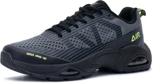 Mens Air Running Shoes Tennis Athletic Sneakers Lightweight Breathable Non Slip Walking Jogging Workout Gym Sports Footwear GreyGreen Size 11