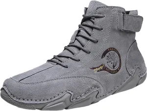 Men's Athletic Running Shoes High Top Hook Loop Short Boots Suede Lace Up Shoes Arch Sneaker Insoles Men Memory Foam