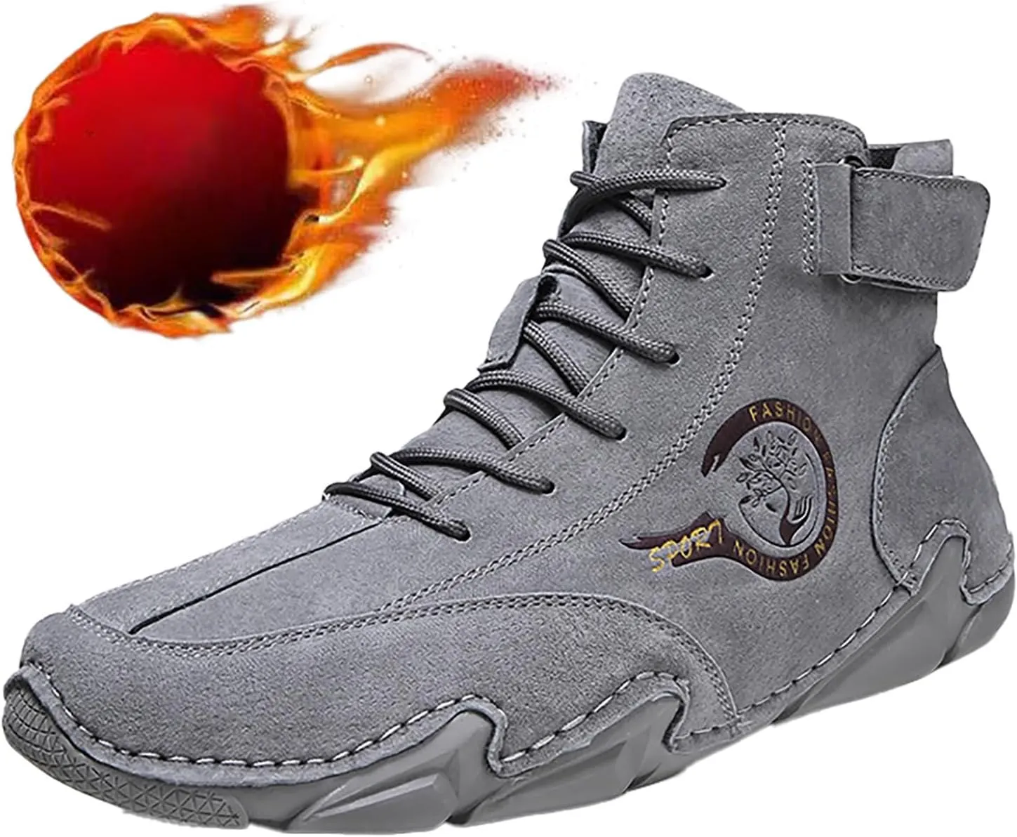 Men's Athletic Running Shoes High Top Hook Loop Short Boots Suede Lace Up Shoes Arch Sneaker Insoles Men Memory Foam