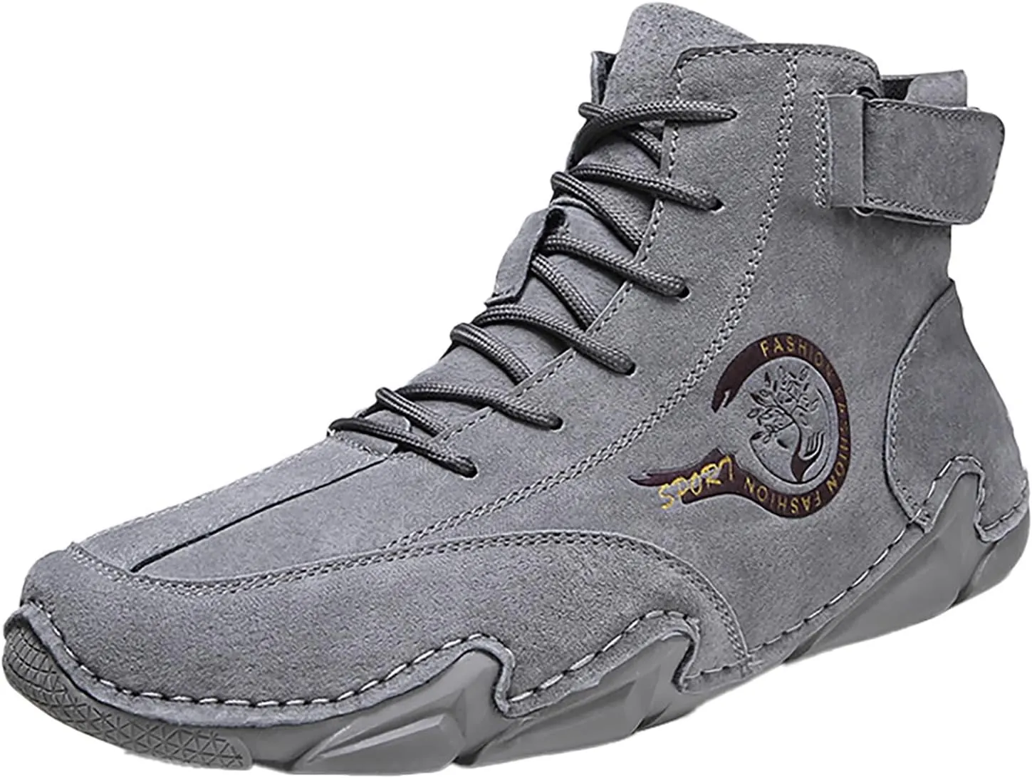 Men's Athletic Running Shoes High Top Hook Loop Short Boots Suede Lace Up Shoes Arch Sneaker Insoles Men Memory Foam
