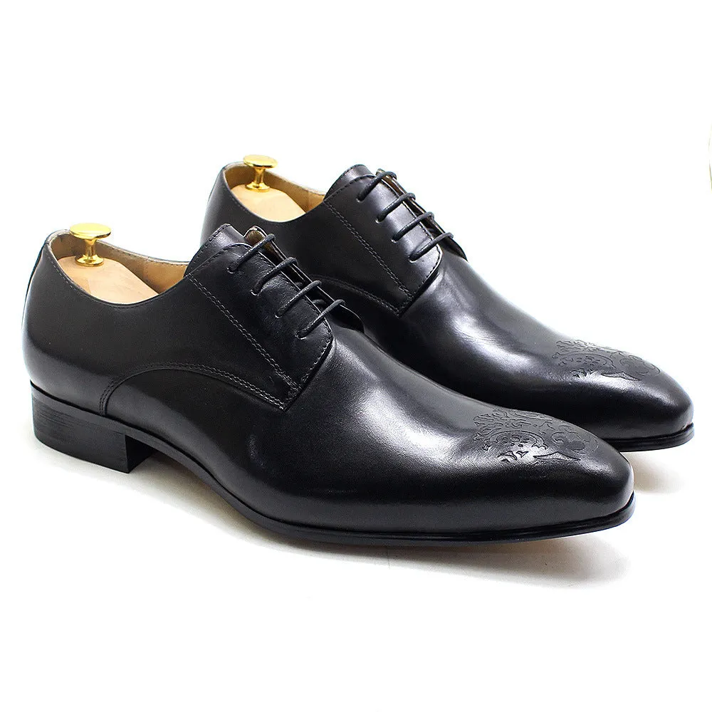 Men's Carved Pointed Business Dress Derby Shoes