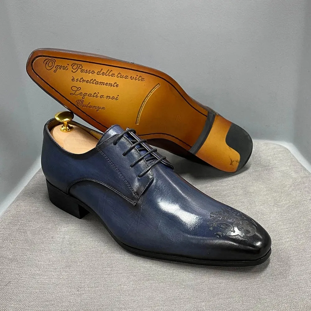Men's Carved Pointed Business Dress Derby Shoes