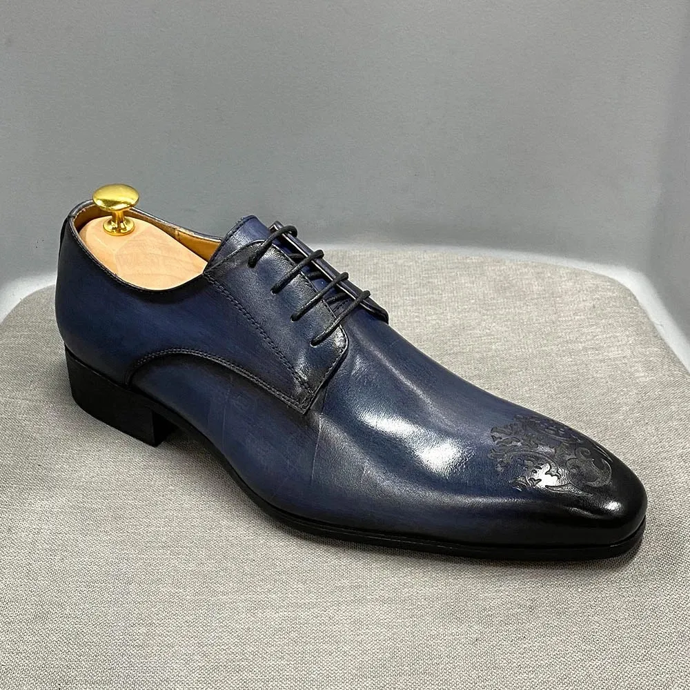 Men's Carved Pointed Business Dress Derby Shoes