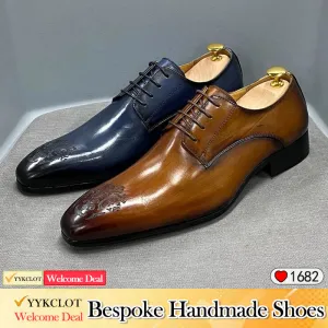 Men's Carved Pointed Business Dress Derby Shoes
