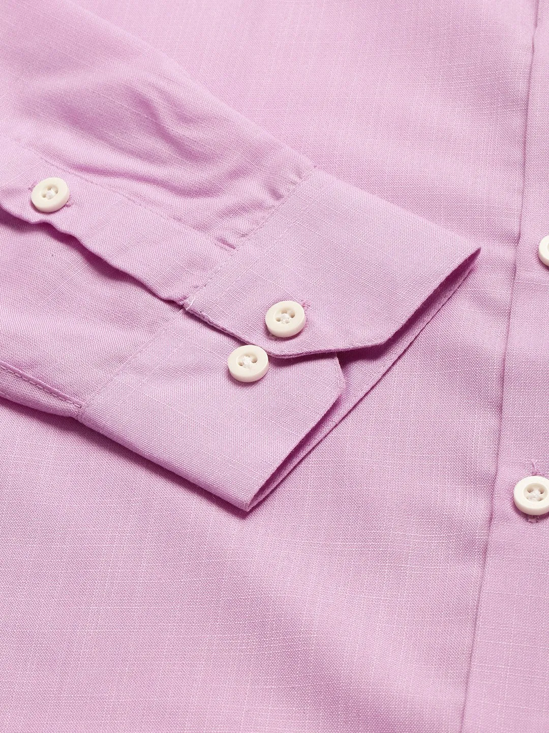 Mens Cotton Linen Purple Chinese Collar Shirt - Sojanya