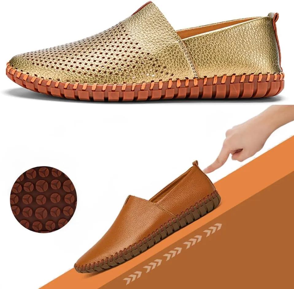 Men's Driving Loafers Leather Casual Slip On Shoes