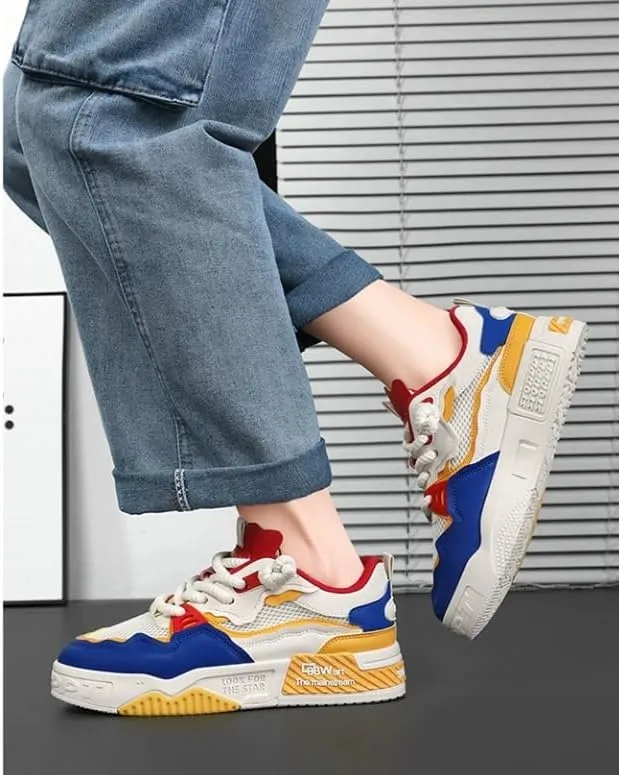 Men's Four Seasons Casual Lace-Up Shoes,Comfortable Non-Slip Breathable Basketball Shoes,Fabric Upper,Suitable for Walking Driving Shoes
