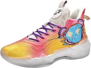 Men's High-Top Basketball Shoes, Neutral Fluorescent Basketball Shoes, Pink Basketball Shoes, Graffiti Style