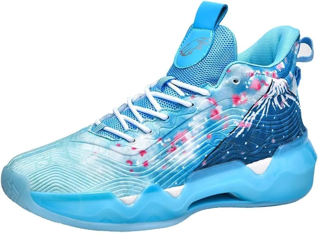Men's High-Top Basketball Shoes, Neutral Fluorescent Basketball Shoes, Pink Basketball Shoes, Graffiti Style