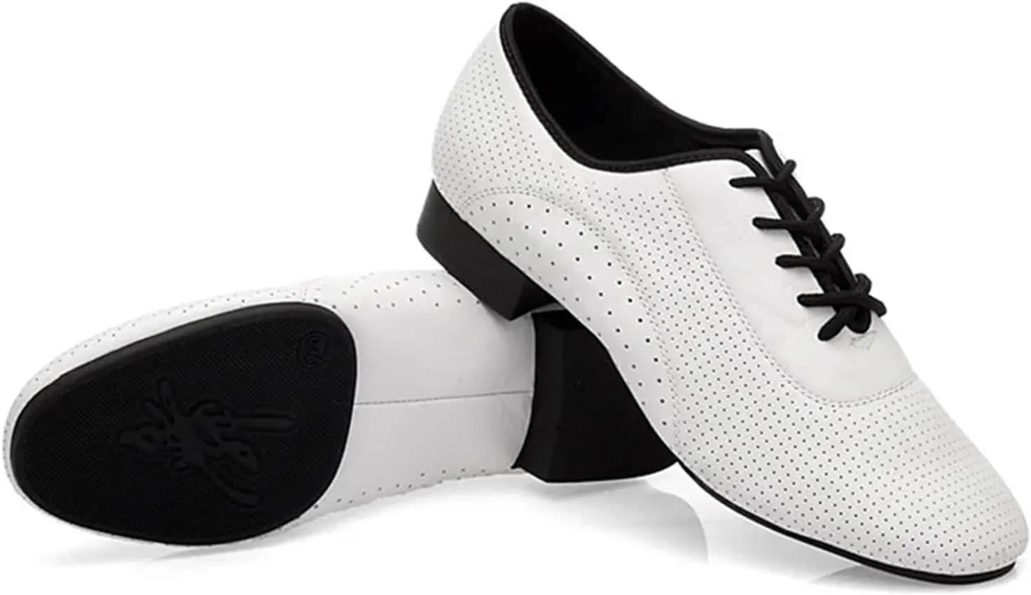 Men's Latin Dance Shoes Men Salsa Tango Modern Leather Square Heels Adults Party Latin Dance White Low Heel Ballroom Dancing Shoe
