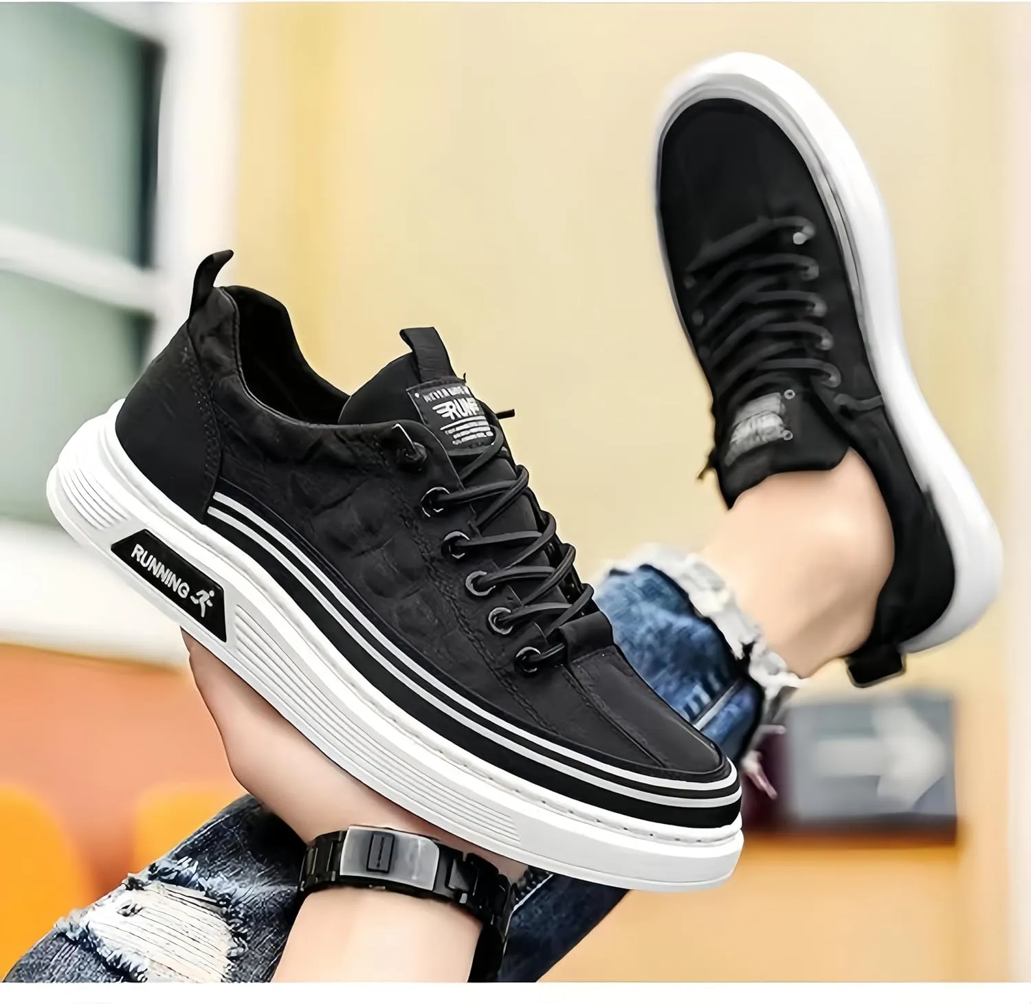 Mens Slip On Walking Shoes Non Slip Running Shoes Workout Shoes Breathable Fashion Sneakers