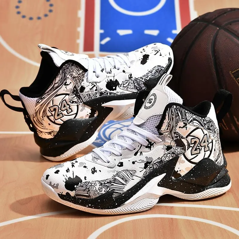 Men's Women's Lace Up High Top Basketball Shoes Ultra-Light Fashion Anti Slip Breathable Sneakers Outdoor Sport Volleyball Shoes