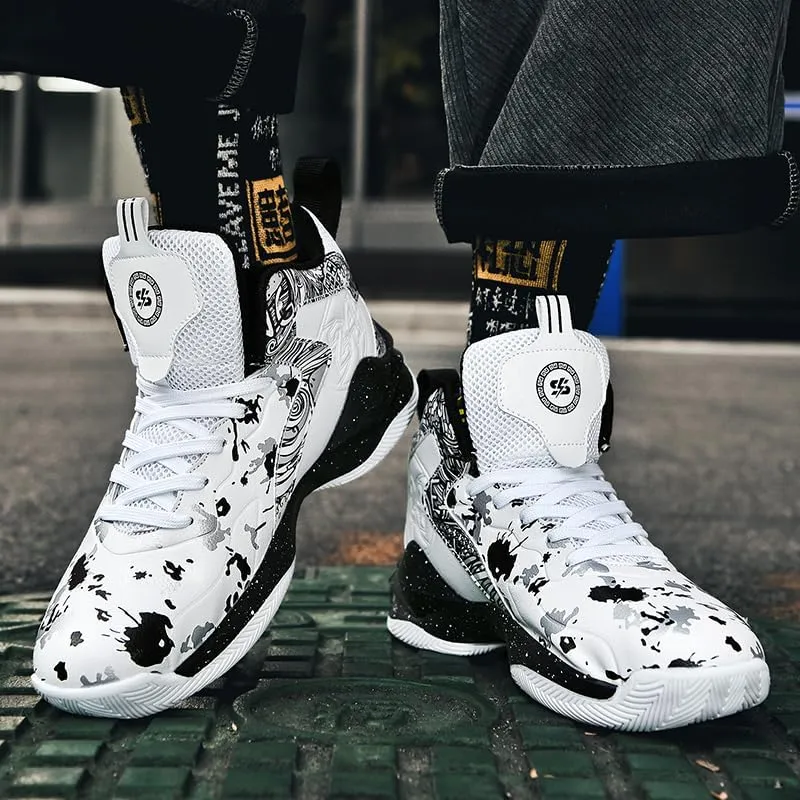 Men's Women's Lace Up High Top Basketball Shoes Ultra-Light Fashion Anti Slip Breathable Sneakers Outdoor Sport Volleyball Shoes