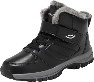 Mens Work Boots Waterproof Hiking Sneakers Zip Up Fur Lined Women's Safety Toe Shoes Waterproof Platform Sneakers Indestructible Hike Grounded Footwear