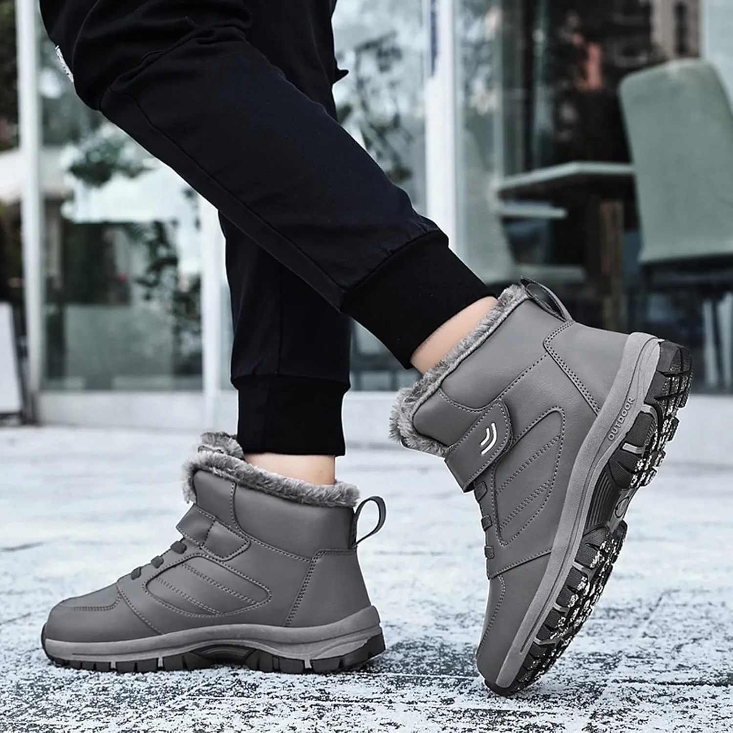 Mens Work Boots Waterproof Hiking Sneakers Zip Up Fur Lined Women's Safety Toe Shoes Waterproof Platform Sneakers Indestructible Hike Grounded Footwear
